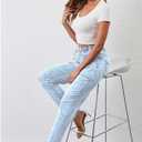 Sweezarmo Women's Pull On Solid Color Jeans Drawstring Elastic Waist Denim Stretch Joggers for Women (Blue, XL)