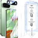 SMARTDEVIL 3 Pack Screen Protector for Google Pixel 9 with Camera Lens Protector, Finger Print Reader Compatible, Fast & Easy Installation, Clear 9H Tempered Glass Film, Alignment Frame