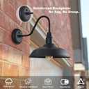 14in Large Dome Gooseneck Barn Light Outdoor, Dusk to Dawn Outdoor Barn Lights, Matte Black Farmhouse Exterior Light Fixture, Goose Neck Wall Sconce for Porch, Garage, Patio