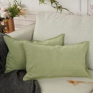 YOUR SMILE Set of 2 Chevron Chenille Pillow Covers with Elegant Design Soft and Luxurious Decorative Throw Pillows for Couch,Bed and Home Decor,Matcha Green,45 X 45 inch