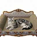 Luxury Cardboard Cat Scratcher Sofa Bed, Couch Shaped Cat Scratching Board, Scratch Lounge with Catnip, Scratcher for Indoor Cats Kittens Kitties Grey