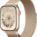 Magnetic Mesh Metal Compatible with Apple Watch Band 49mm 46mm 45mm 44mm 42mm 41mm 40mm 38mm Men and Women, Stainless Steel Loop Clasp Replacement for iWatch Bands Ultra Series 10 9 8 7 SE 6 5 4 3 2 1 (Champagne Gold)