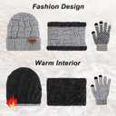 3-Pieces Winter Beanie Hat Scarf and Touch Screen Gloves Set Warm Knit Skull Cap for Men Women