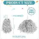 Jerify 150 Pcs Cheerleading Pom Poms Bulk Metallic Foil Cheerleader Pom Poms with Baton Handle Plastic Cheer Pompom Cheering Hand Flowers for Game Sports Squads Dance Party Basketball (Silver)