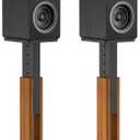 Height Adjustable Speaker Stands Pair with Most Satellite, Studio, Bookshelf Speakers - Wood Grain Floor Speaker Stands for Klipsch, Edifier, JBL Bookshelf Speaker Stands Holds 50Lbs with Cable Clips
