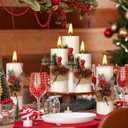 5 Pcs Christmas Pillar Candle 5 Size White Pillar Handmade Soy Wax Candles Holiday Decor Gift for Bedroom Bathroom Indoor Outdoor Home Dinner Party Decoration