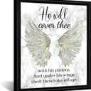 KREATIVE ARTS Angel Wings Scripture Wall Art 20x24 Inch Vertical Framed Canvas Religious Print with Bible Verse Christian Decor with Black Frame for Bedroom Living Room Prayer Space