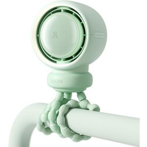 JISULIFE Stroller Fan Baby Large, Safe Bladeless for Crib, Desk, 4000mAh Battery Rechargeable Portable Cooling Fan with Air Turbo Tech, Night Light, Food-Grade Gift for Mom/Dad/Friend - Green