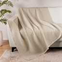 Exclusivo Mezcla 100% Cotton Waffle Throw Blanket for Couch, Sofa, Lightweight and Breathable Gauze Muslin Blanket for Summer, Moisture-Wicking, Home Decor, 50"x70", Khaki