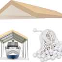 Carport Replacement Canopy Cover for Car Tent Top Garage Shelter Cover Tarp with Ball Bungees (Only Top Cover, Frame Not Include) (Beige 10 x 20)