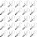 Brightown G40 Replacement Light Bulbs, Clear Globe Bulbs Replacement for Outdoor String Light, E12 Candelabra Base, Incandescent Round Bulbs for Patio Cafe Bistro Decor, 5W 120V, Warm White, 25 Pack