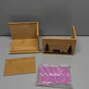 dgudgu Bamboo Recipe Box With Cards And Dividers -Cute Recipe Card Box Decorative Laser Engraved Bear Image, Recipe Card Box With Two Recipe Card and Phone Holding Grooved