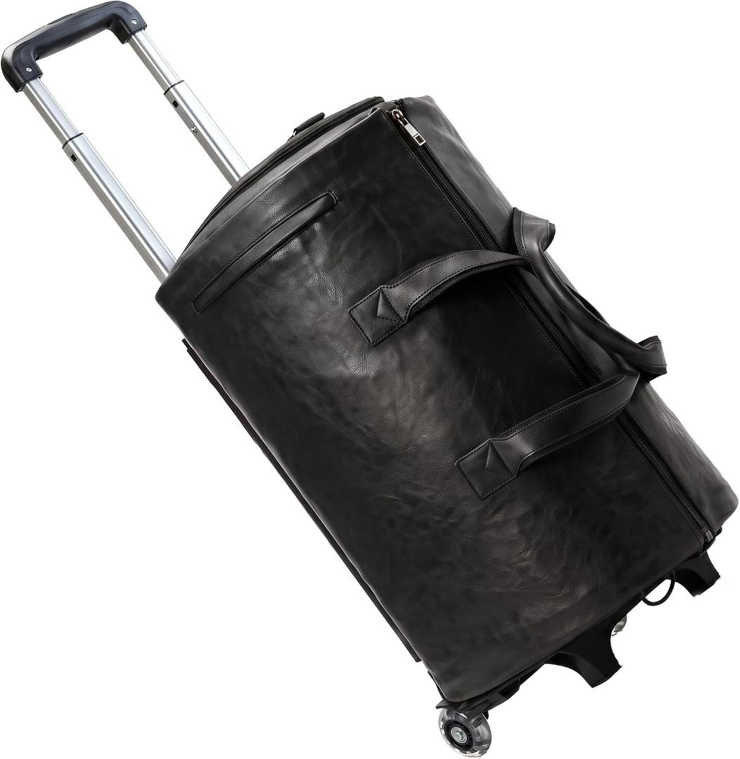3-in-1 Convertible Rolling Garment Duffel Bag with Wheels, Black, 50L, 50 x 28 x 30 CM