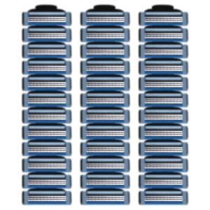 36 Blades Replacement Parts for GL-Mach 3 Style Razors (Blue), Wet Razors Men's Blades Value Packs