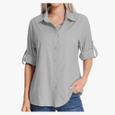 Womens Safari Sun Shirts UPF 50+ UV Sun Protection Long Sleeve Outdoor Quick Dry Fishing Hiking Gardening Shirts, Size -L