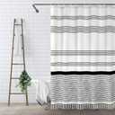 Awellife Black and White Boho Shower Curtain for Bathroom Stripe Tassel Shower Curtain 72 X 72 Inches Farmhouse Cotton