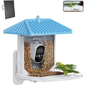 Smart Bird Feeder With Camera - AI Species Identification, Wireless Auto Capture, Real-Time Notice, Solar Panel for Outdoor Bird Watching (White)