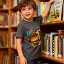 Kids4ever Boys T-Shirts Cotton Alphabet Truck Pattern Short Sleeve Toddler Tee Shirt for 2-6 Years Old (Gray)