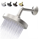 Pressure Shower Head AntiClogging Silicone Nozzles 2.5 GPM Removable Restrictor Easy to Clean Adjustable Replacement easy to install with Plumbers Tape 6 inch Brushed Nickel Finish