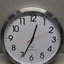 Atomic Analog Wall Clock, 14Inch Radio Controlled Sets Automatically Wall Clock, Aluminum Frame WallClock for Home School Office (White)