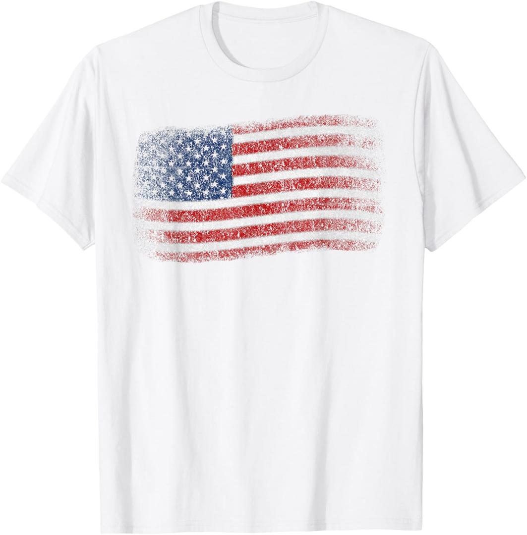 American Flag 4th of July Vintage USA Flag Patriotic T-Shirt (Small)