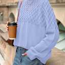PRETTYGARDEN Oversized Sweaters for Women 2025 Fall Cute Cable Knit Long Sleeve Crewneck Chunky Pullover Tops Winter Clothing (Light Blue,Small) (Blue, S)