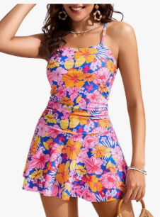 Kate Kasin Women Tummy Control Swimsuit Two Piece Swimdress Adjustable Strap Ruched Tankini Bathing Suits with Boyshorts 2025, Size 2 XL