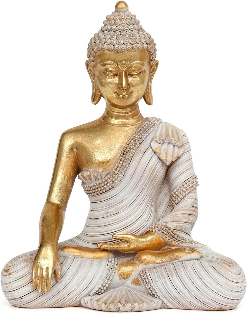 Buddha Statue for Home Decor Gold 10.2IN-Buddha Statues for Zen Decor - Buddha Statue for Spiritual-Buddha Decor for Living Room-Buda  Indoor Buddha Gift for Relaxation, Meditation or Shrine (4.72" * 8.26" *10.2")