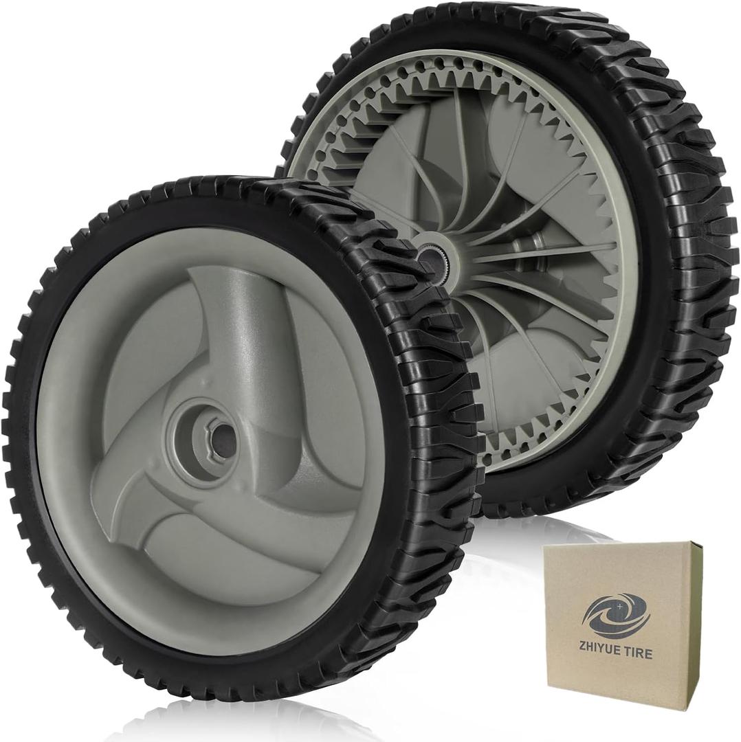 2PCS 8 inch Lawn Mower Wheels Front Drive - Heavy Duty Rubber Tires for Craftsman/Husqvarna Self-Propelled MowersGray