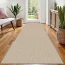 EARTHALL Washable Runner Rug 3x8 Ft Non Slip Runners for Hallways Wide Cotton Rubber Backed Kitchen Runner Braided Indoor Floor Carpet for Entryway, Hallway, Kitchen, Bedroom, Send/Beige