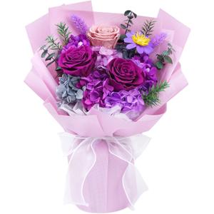 Waipfaru Preserved Flowers, Purple Fresh Bouquet with Gift Box, Flowers for Delivery, That Last 1-3 Years, Forever Flowers for Women Birthday Gift, Anniversary, Teacher, Mother Day