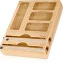 Storage Bag Organizer - 6 in 1 Foil and Plastic Wrap Organizer, Ziplock Bag Organizer For Kitchen Drawer, Compatible With Kitchen Roll for Gallon, Quart, Sandwich, Snack, Aluminum Foil etc