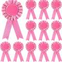 12 Pieces Blank Award Ribbon Prize 1st Place Rosette Medal Winner Victory Recognition Participation Ribbon for Competition Sport Event School Contest(Pink)