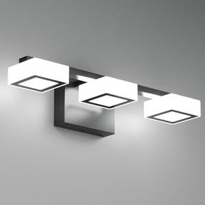 MYTH REALM LED Modern Bathroom Light Fixtures Over Mirror, 3-Light Dimmable Vanity Lights, Matte Black Acrylic Bathroom Vanity Light, 2700K-6500K Adjustable