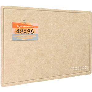 Lightomorrow Large Bulletin Board - 48 x 36 Inches, Decorative Felt Pin Board for Wall - 4' x 3' Foldable Photo Display Board with Self-Adhesive Tape, Includes 20 Push Pins - Beige Brown, 4836 Inches
