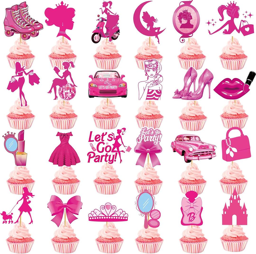 2 x 48 Pcs Barbie Cupcake Toppers Princess Cupcake Toppers Barbie Cake Decorations Barbie Birthday Party Decorations Barbie Decorations Birthday Girl