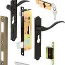 Prime-Line K 5438 Security Screen or Storm Door Lever Set, Contemporary, Black Finish, Keyed (1 Set) (Not Universal)