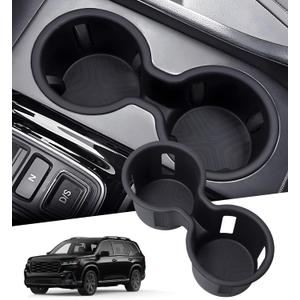 Center Console Cup Holder Inserts for Honda Pilot 2023-2025 & Passport/Ridgeline 2024-2026, Interior Accessories TPE Car Cup Holder Cover for 23-25 Pilot & 24-26 Passport/Ridgeline, Black