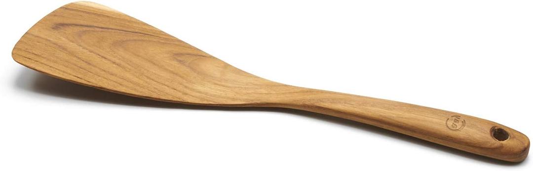 FAAY 11.5 Left-Hand Compact Wooden Spatula  Angled Teak Turner for Left-Handed Cooking, Flat Wide Blade for Stir-Fry, Flipping & Scraping, Handcrafted Thai Teak, Safe for Nonstick Cookware
