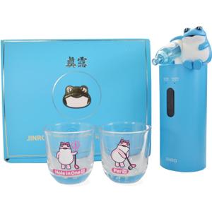 Jinro Soju Dispenser with 2 pcs of Soju Glasses, Automatic Drink Dispenser for Soju Only, Classic Soju Brand Merch, Korean Soju, Funny Gifts, Silicone Tube 2 Sizes, C-TYPE Charging [OFFICIAL LICENSE]