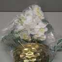 W&W Artificial Orchid Plants & Flowers Arrangement in Ceramic Pot, Fake Faux White Orchid with Gold Vase, Realistic Phalaenopsis Orchids for Home Decor Indoor