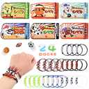 CCINEE 24 Pack Sports Valentines Day Gifts Cards with Bracelets for Classroom Prizes School Rewards Exchange Gifts Valentines Party Favors
