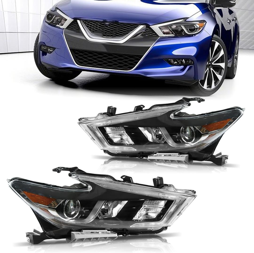Halogen Headlights w/DRL Fit for Nissan Maxima S/SL/SV 2016 2017 2018 Replacement NI2502235 NI2503235 Headlamps Driver and Passenger Side