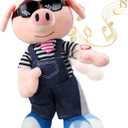 SdeNow Pig Stuffed Animal, Waving Singing Dancing Pig Plush Interactive Toys, Fun Animation Baby Stuffed Animals Electronic pet Pig Toys Kids Gifts