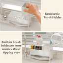 TIDIIABODE Sponge Holder for Kitchen Sink, Acrylic Sink Caddy Organizer with Removable Brush Holder, Countertop Soap Dispenser Organizer with Marble Texture, Kitchen Organizers Storage, White