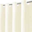 Inhousolu No Hook Waffle Weave Shower Curtain with Removable Snap in Fabric Liner Set for Bathroom, 230 GSM Heavy Duty Weighted Hem, Water Repellent Washable Bath Curtains, 72 x 78 Inch, Ivory