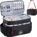 BAGSFY Travel Medicine Bag Organizer, Medical Bag Empty, Pill Bottle Organizer for Home, Large Medication Storage, Travel Carrying Case First Aid Kit Bags Empty, Emergency Kit. (Double-Layer(Style A), Black)