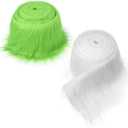 2 Pcs 3.94 * 70.87 Inch Faux Fur Fabric for Crafts Shaggy Plush Faux Fur Fabric White Faux Fur Green Craft for DIY Christmas Winter Gnome Beard Doll Costume Camera Floor Mats Decor