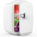 CROWNFUL Mini Fridge, 4 Liter/6 Can Portable Cooler and Warmer Personal Refrigerator for Skin Care, Cosmetics, Beverage, Food,Great for Bedroom, Office, Car, Dorm, ETL Listed (White)