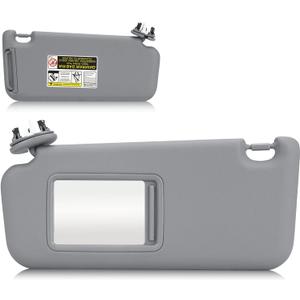 Sun Visor with Vanity Light for 2006-2013 Toyota RAV4, Left Driver Side Gray Sunvisor Replacement 74320-42501-B2 (Grey)